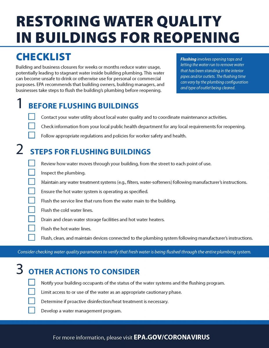 Final Checklist - Maintaining Bldg Water Quality